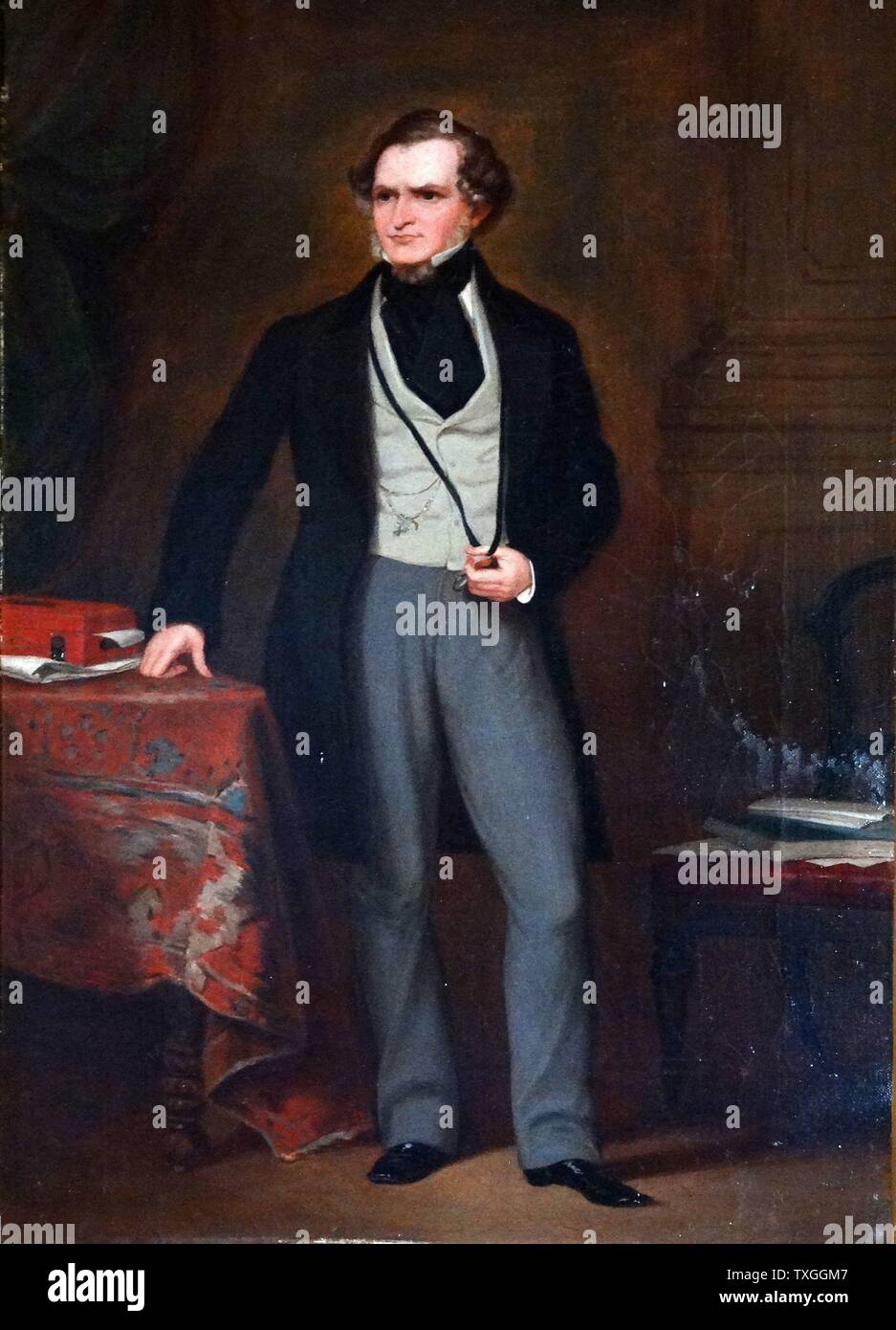 Edward George Smith-Stanley, 14th Earl of Derby (1799 ñ 1869). British statesman, three times Prime Minister of the United Kingdom, and to date the longest serving leader of the Conservative Party Stock Photo