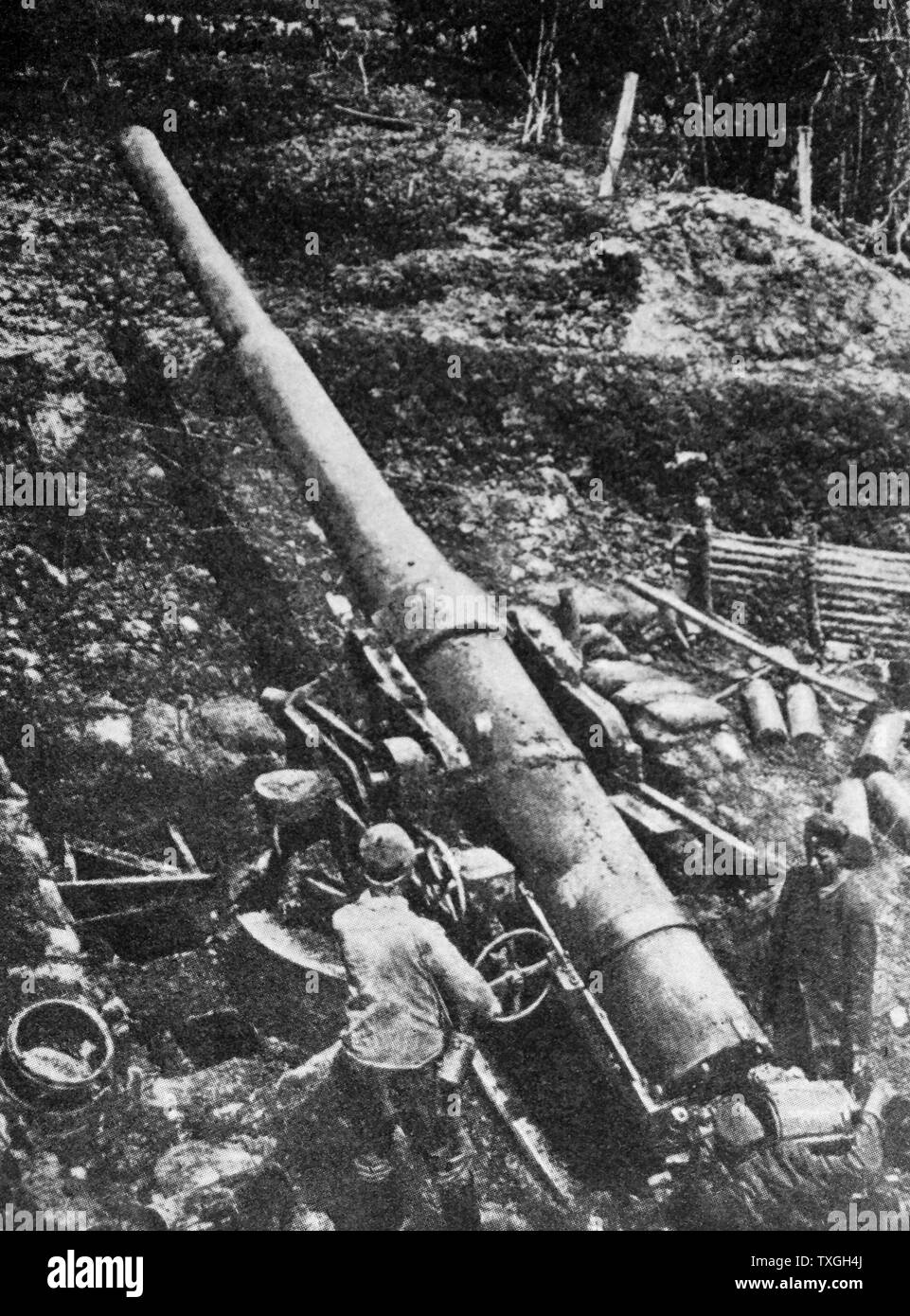 16.4 cm cannon used by the German Army 1916, during World War One Stock Photo