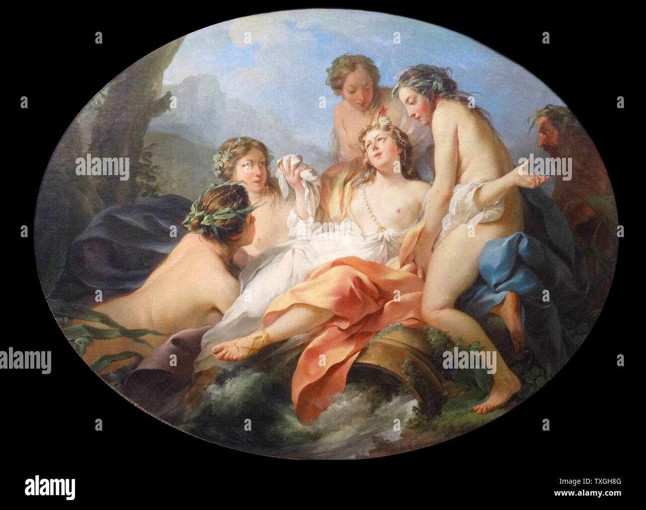 Painting titled 'Psyche Rescued by Naiads from Drowing' by Jean-Baptiste Marie Pierre (1714-1789) French painter, draughtsman and administrator. Dated 18th Century Stock Photo