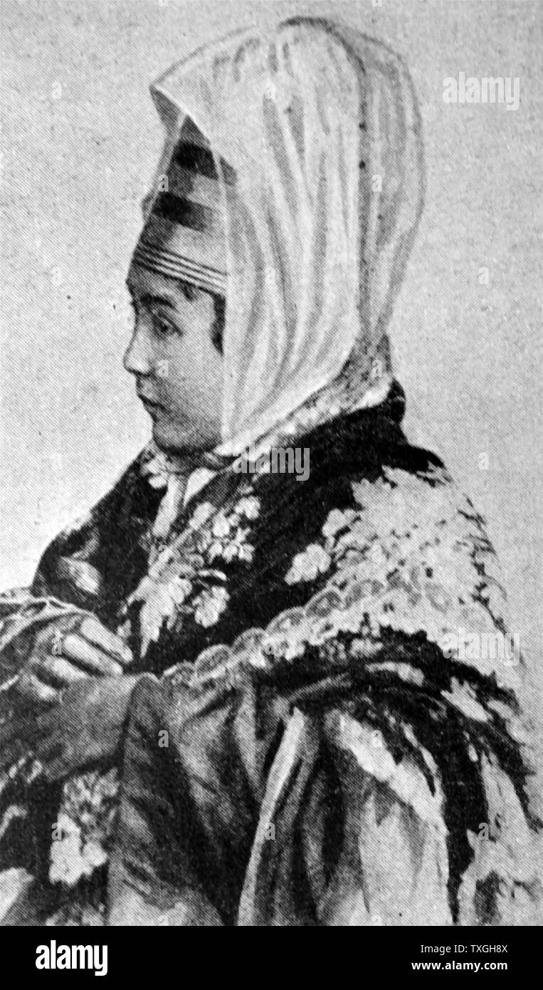 Kuban Cossack woman, in traditional dress in Tsarist Russia circa 1910 Stock Photo