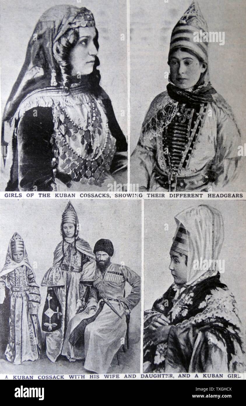 Kuban Cossack Russians in Tsarist Russia circa 1910 Stock Photo