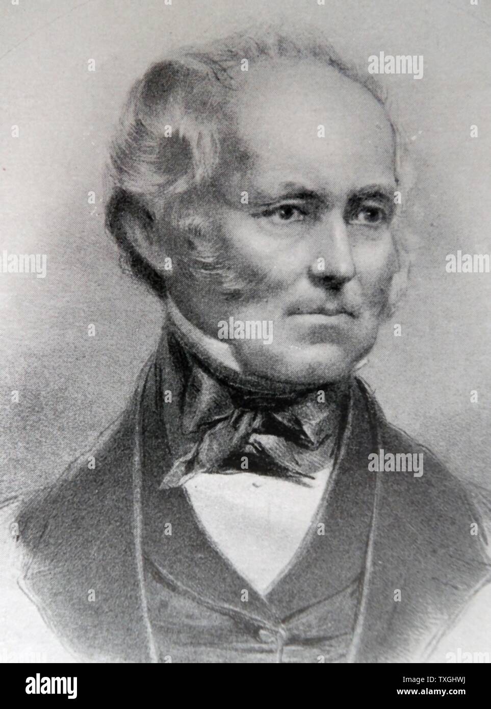 Portrait of Sir Samuel Cunard, 1st Baronet (1787-1865) a British shipping magnate. Dated 19th Century Stock Photo