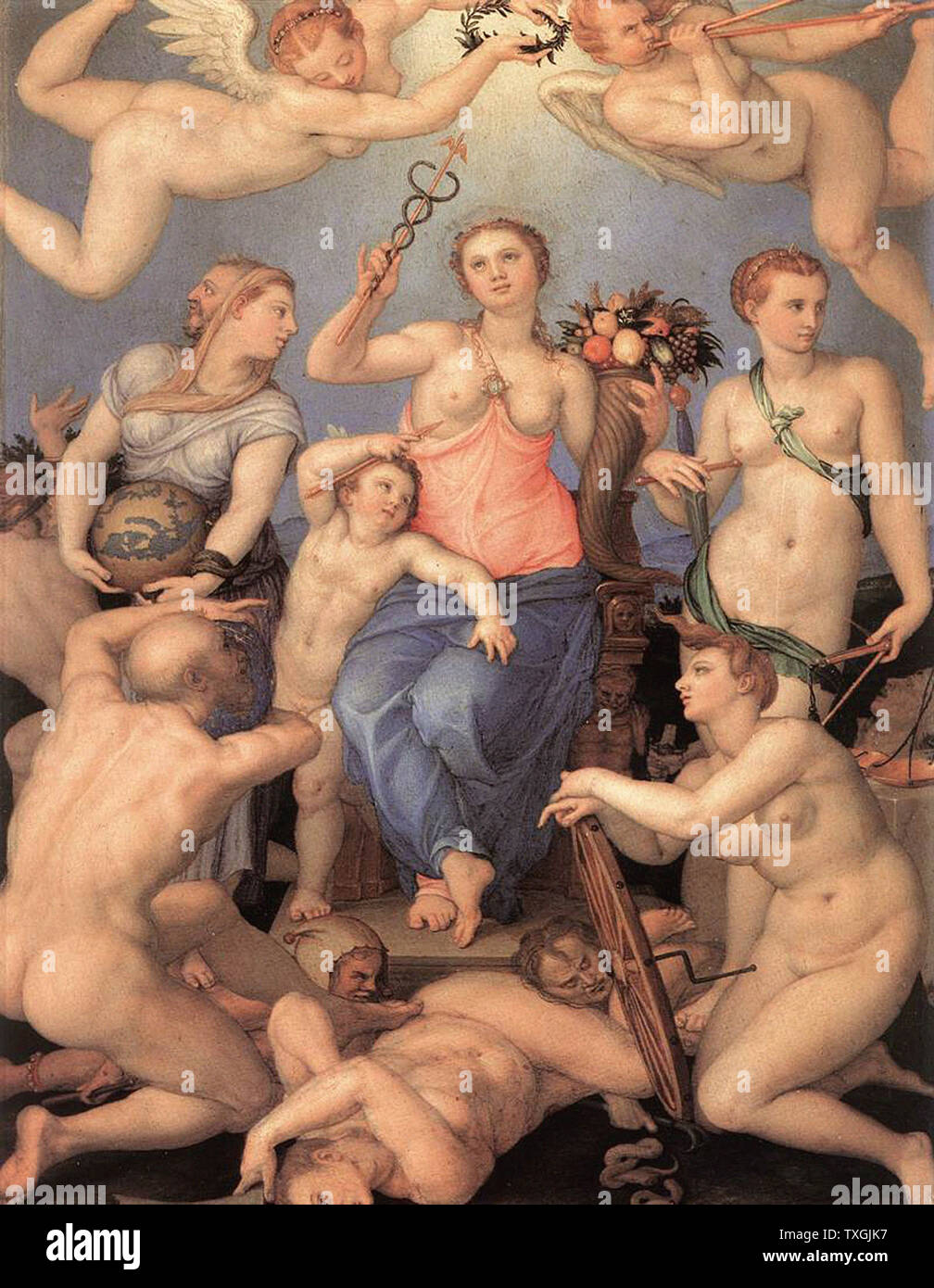 Agnolo di Cosimo a.k.a Bronzino - Allegory Happiness 1564 Stock Photo