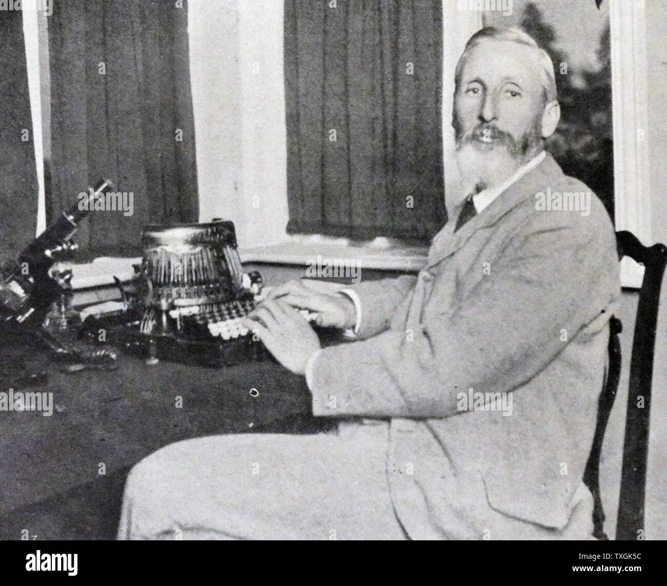 Photographic portrait of Grant Allen (1848-1899) a Canadian science writer and novelist, and a proponent of the theory of evolution. Dated 19th Century Stock Photo