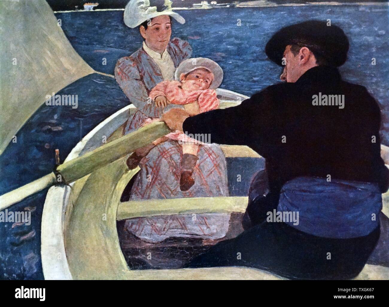 Painting titled 'The Boating Party' by Mary Cassatt (1844-1926) n American painter and printmaker. Dated 19th Century Stock Photo