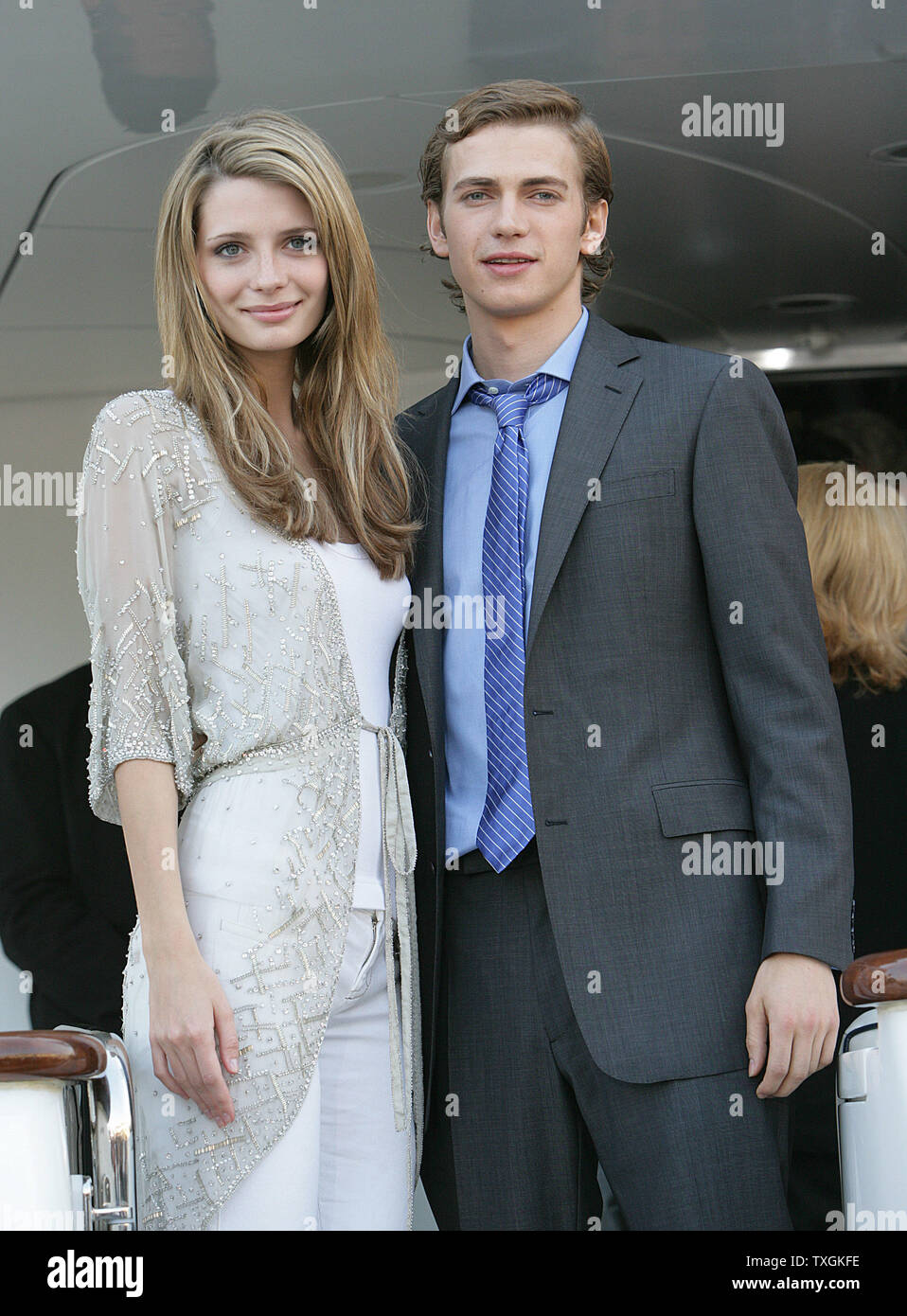Mischa Barton (L) and Hayden Christensen arrive for the screening of their new movie 'The Decameron' at the 58th Cannes film festival on April 14,  2005. (UPI Photo/Hugo Philpott) Stock Photo