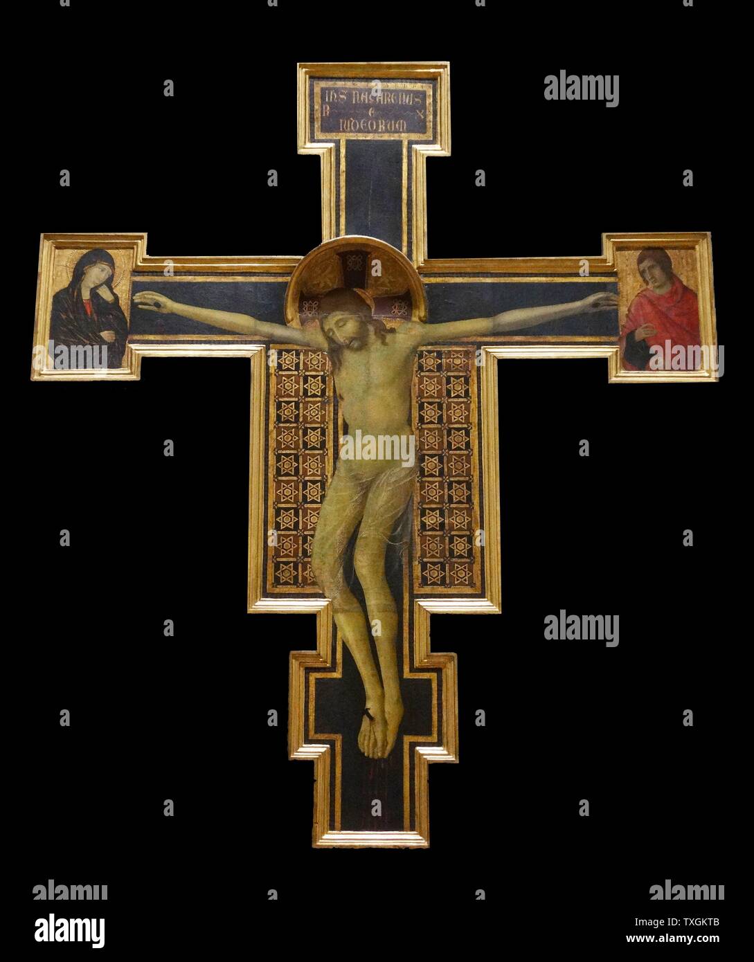 Crucifix by Segna di Bonaventura, an Italian painter of the Sienese School. Dated 14th Century Stock Photo