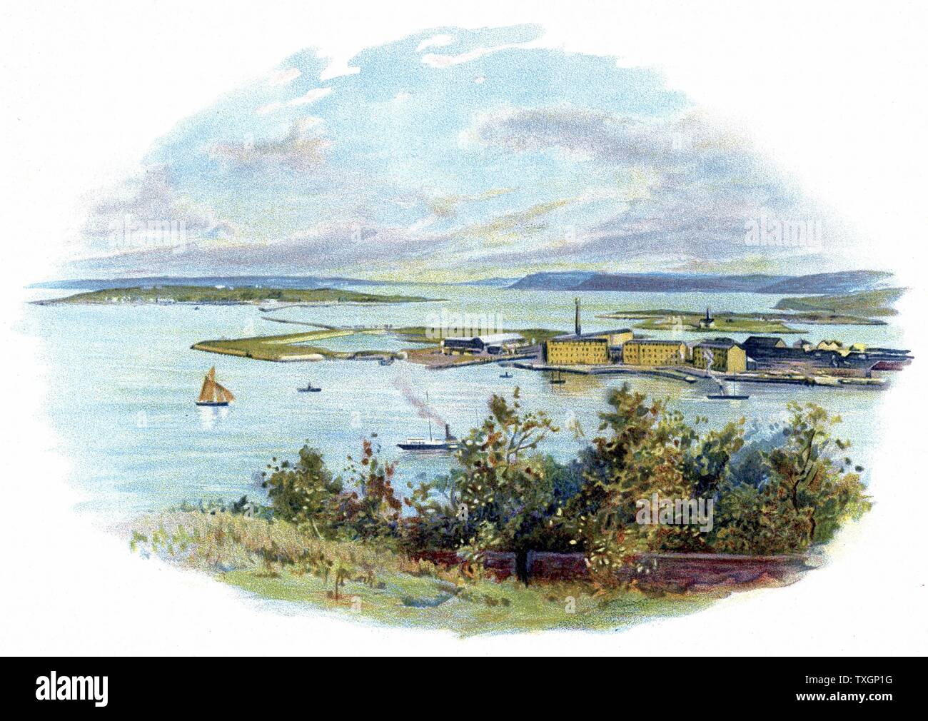 Queenstown Cobh The Harbour For Cork Between 1845 And 1860 Above 2 5 Million People Emigrated From Ireland Through Cobh Also Last Port Of Call The Ss Titanic Chromolithograph Stock Photo Alamy