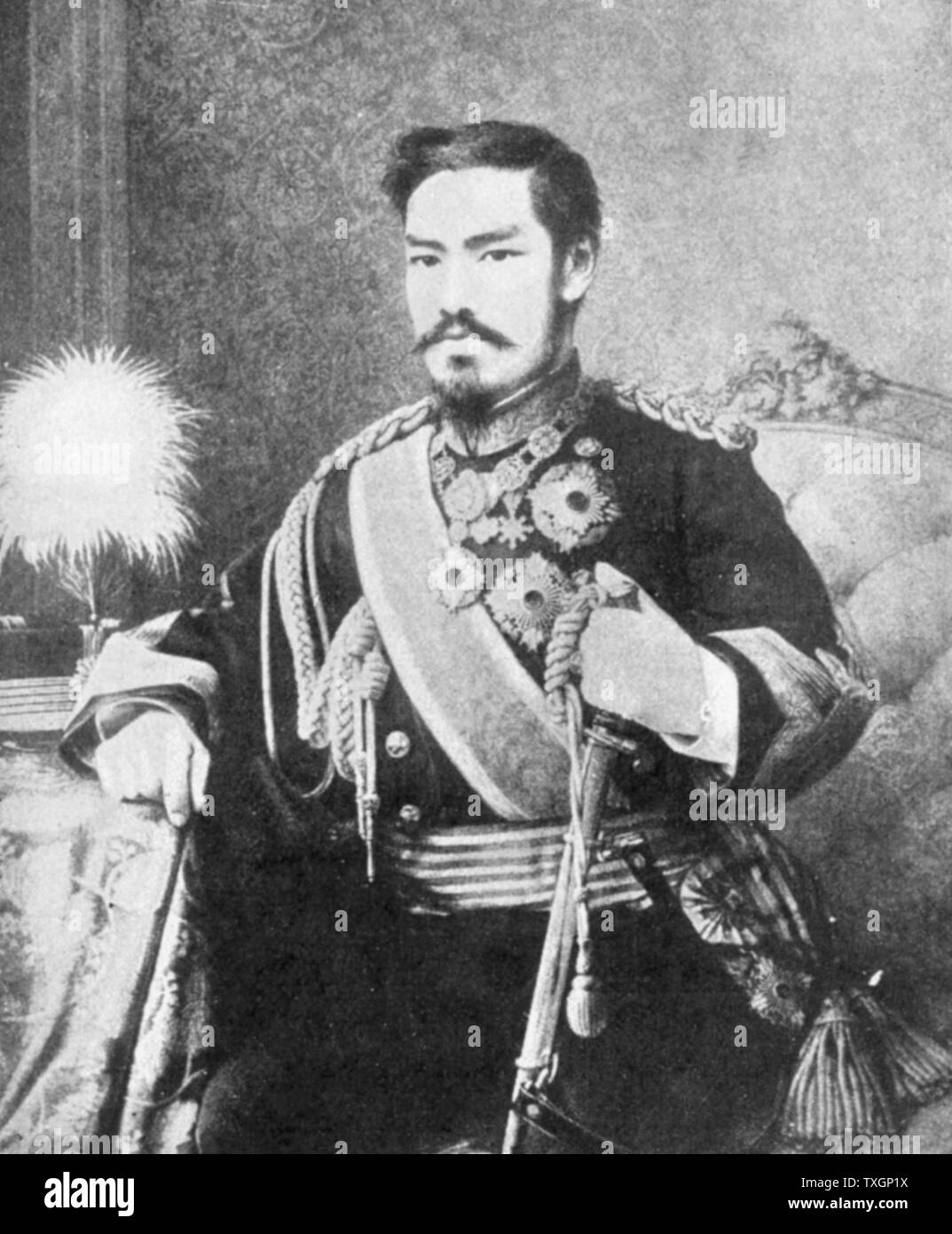 Mutsuhito (1852-1912) Emperor of Japan from 1867.  Photographing the Mikado (Emperor) was forbidden Stock Photo