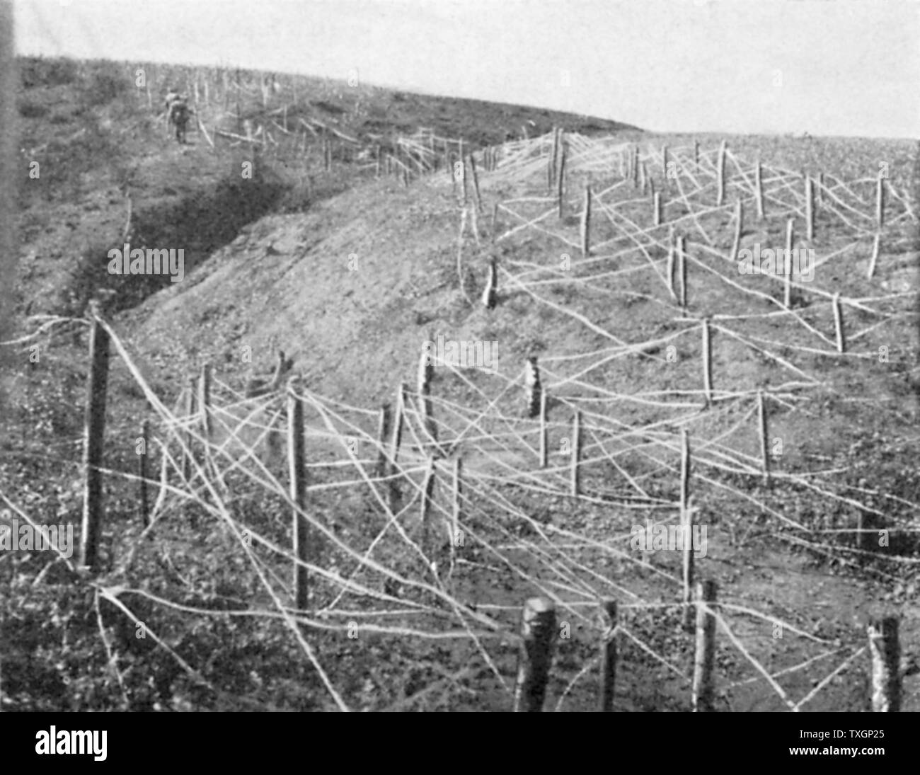 Russo-Japanese War 1904-1905 Russian barbed wire entanglements Stock Photo