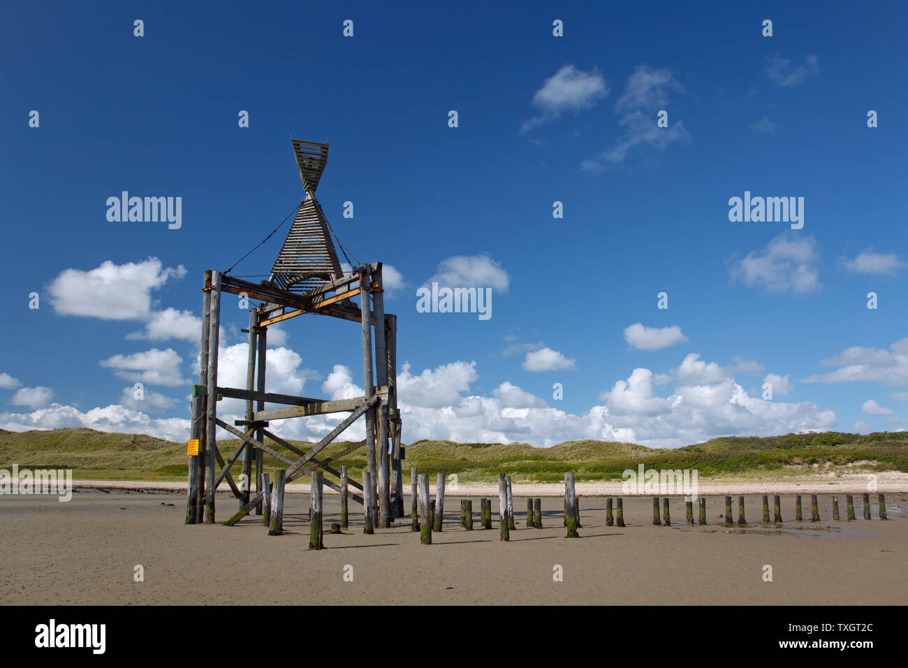 geography / travel, Germany, Lower Saxony, East beacon on the isle Wangerooge, East pier, East Frisian, Additional-Rights-Clearance-Info-Not-Available Stock Photo