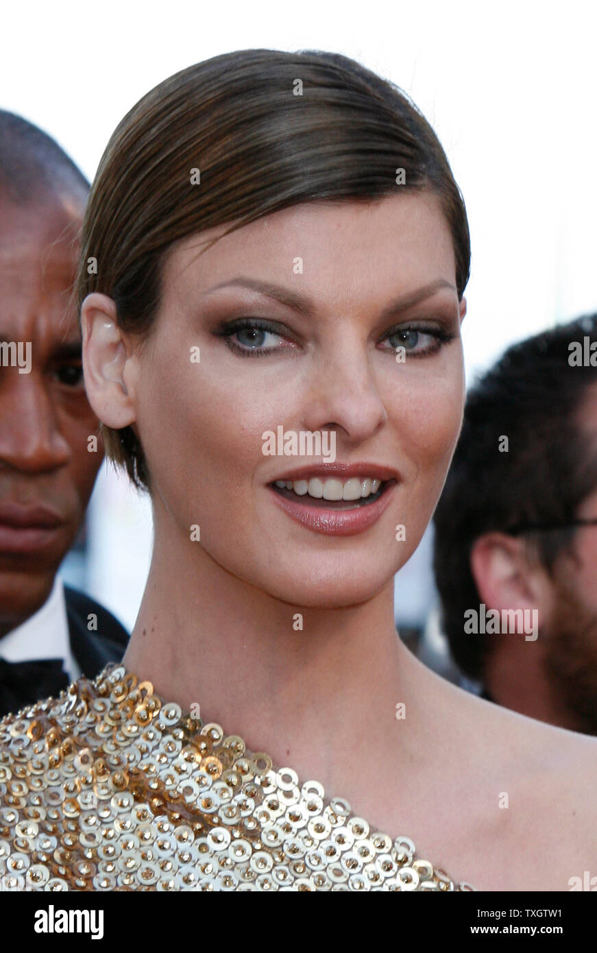 Model Linda Evangelista arrives on the red carpet before the world premiere of the film 'Indiana Jones 4: Kingdom of the Crystal Skull' during the 61st Annual Cannes Film Festival in Cannes, France on May 18, 2008.   (UPI Photo/David Silpa) Stock Photo