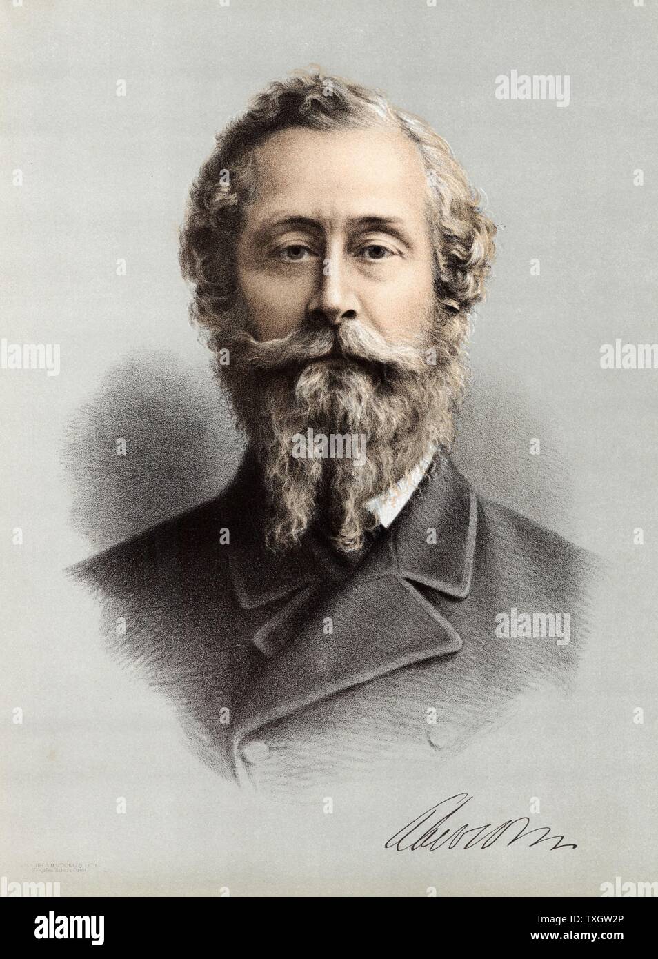 James Hamilton, 1st Duke of Abercorn (1811-1885) British courtier and statesman; Lord-Lieutenant  of Ireland 1866-68, 1874-76.  c1880 Tinted lithograph London Stock Photo