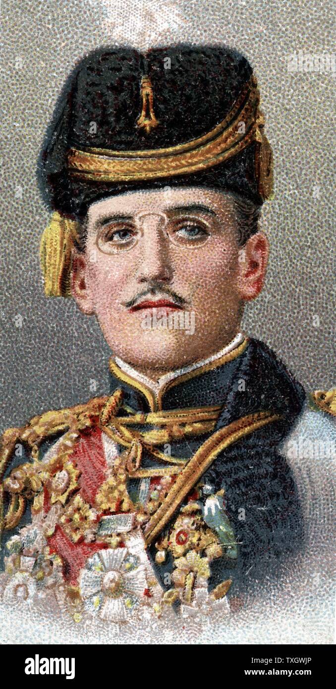 Alexander I, King of Serbs, Croats and Slovenes (1921-29), King of Yugoslavia (1929-34). In uniform as C-in-C Serbian army in World War I when Crown Prince of Serbia.  1917 Chromolithograph card Stock Photo