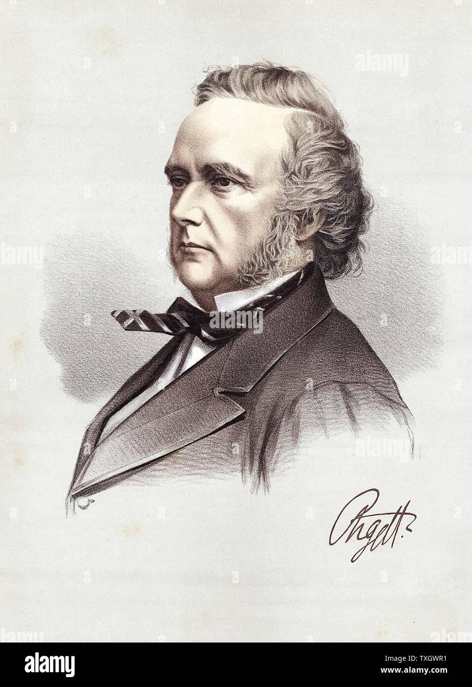 George Douglas Campbell, 8th Duke of Argyll (1823-1900) British Whig (Liberal) politician and scientist c1880 Tinted lithograph Stock Photo