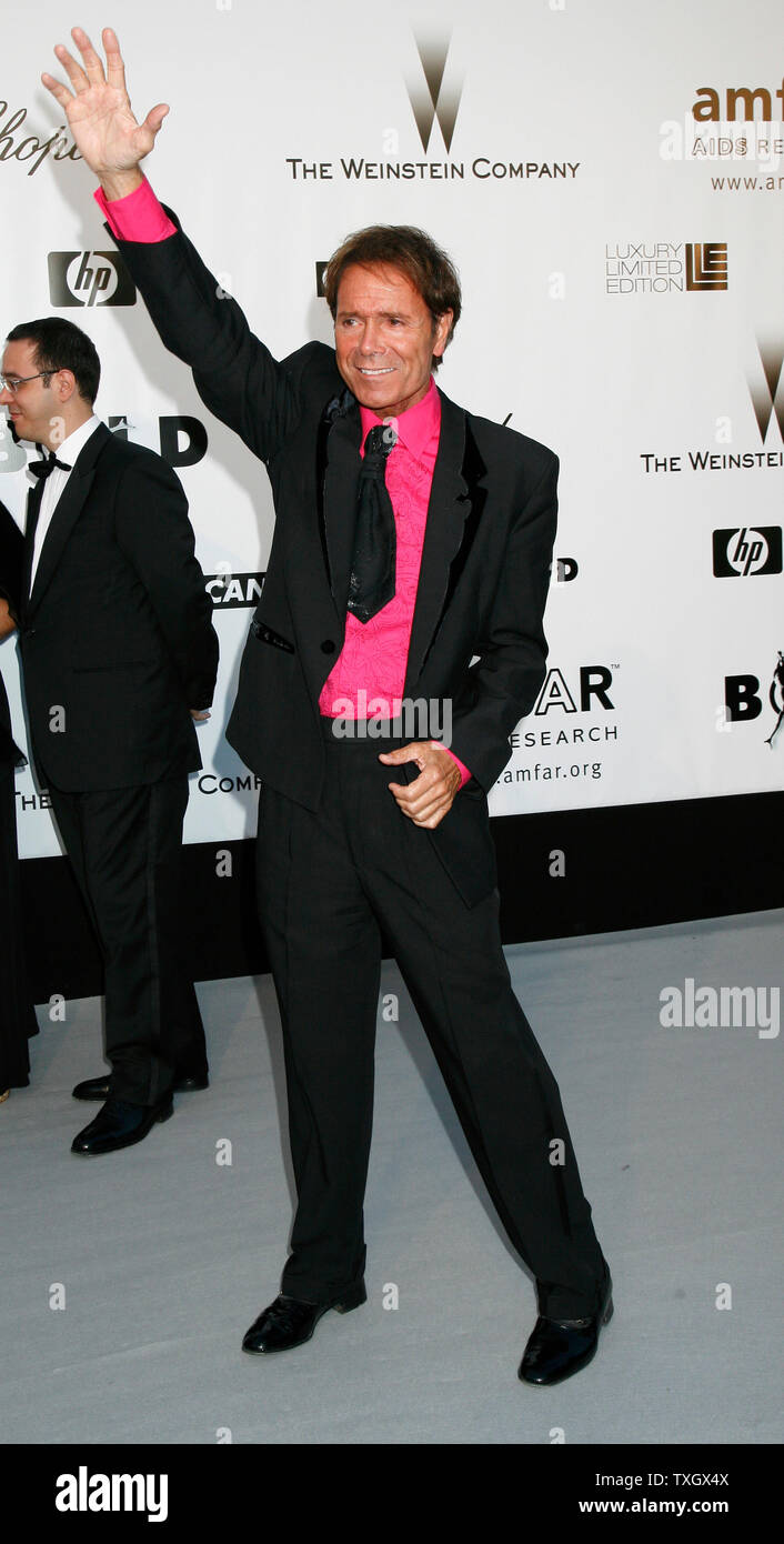 Singer Sir Cliff Richard arrives at the amfAR Cinema Against AIDS 2008 gala taking place during the 61st Annual Cannes Film Festival near Cannes, France on May 22, 2008.   The event raises funds for AIDS research.   (UPI Photo/David Silpa) Stock Photo