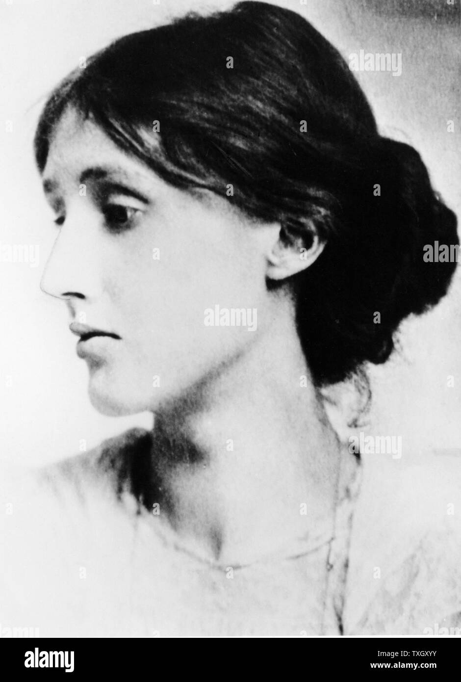 Virginia Woolf (born Stephen - 1882-1941). English novelist, essayist and critic Photograph Stock Photo