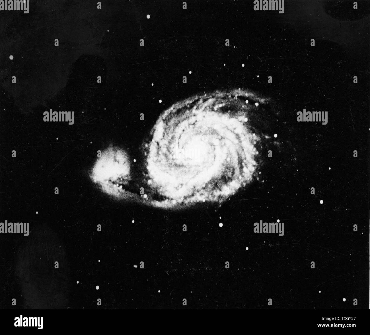 Photograph of the galaxy in Canes Venatici taken at Mount Wilson Observatory in 1910 Stock Photo