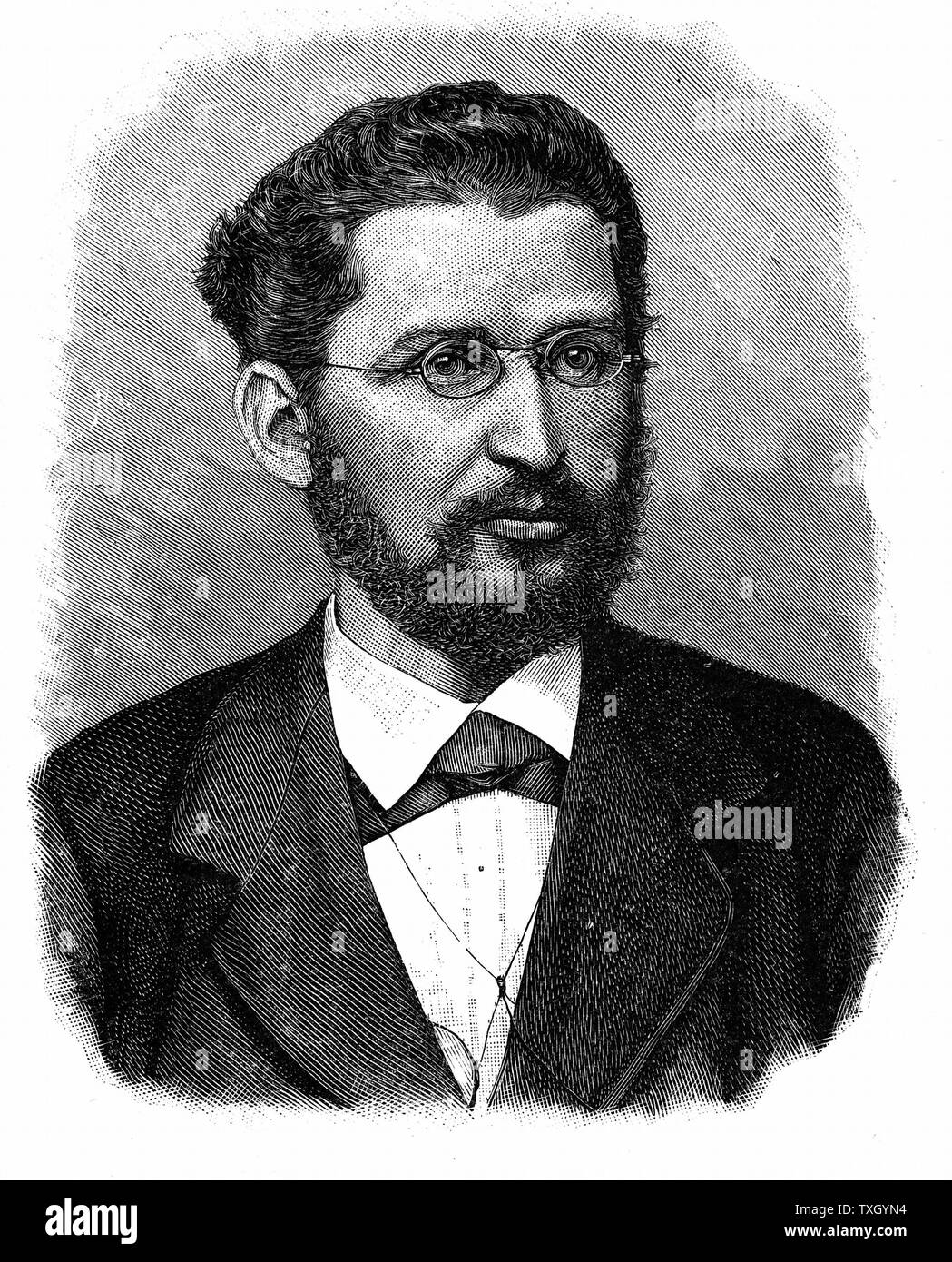 Eduard Bernstein (1850-1932) German socialist leader; 1890-1901 lived in England;  Associate of Engels. Engraving Stock Photo