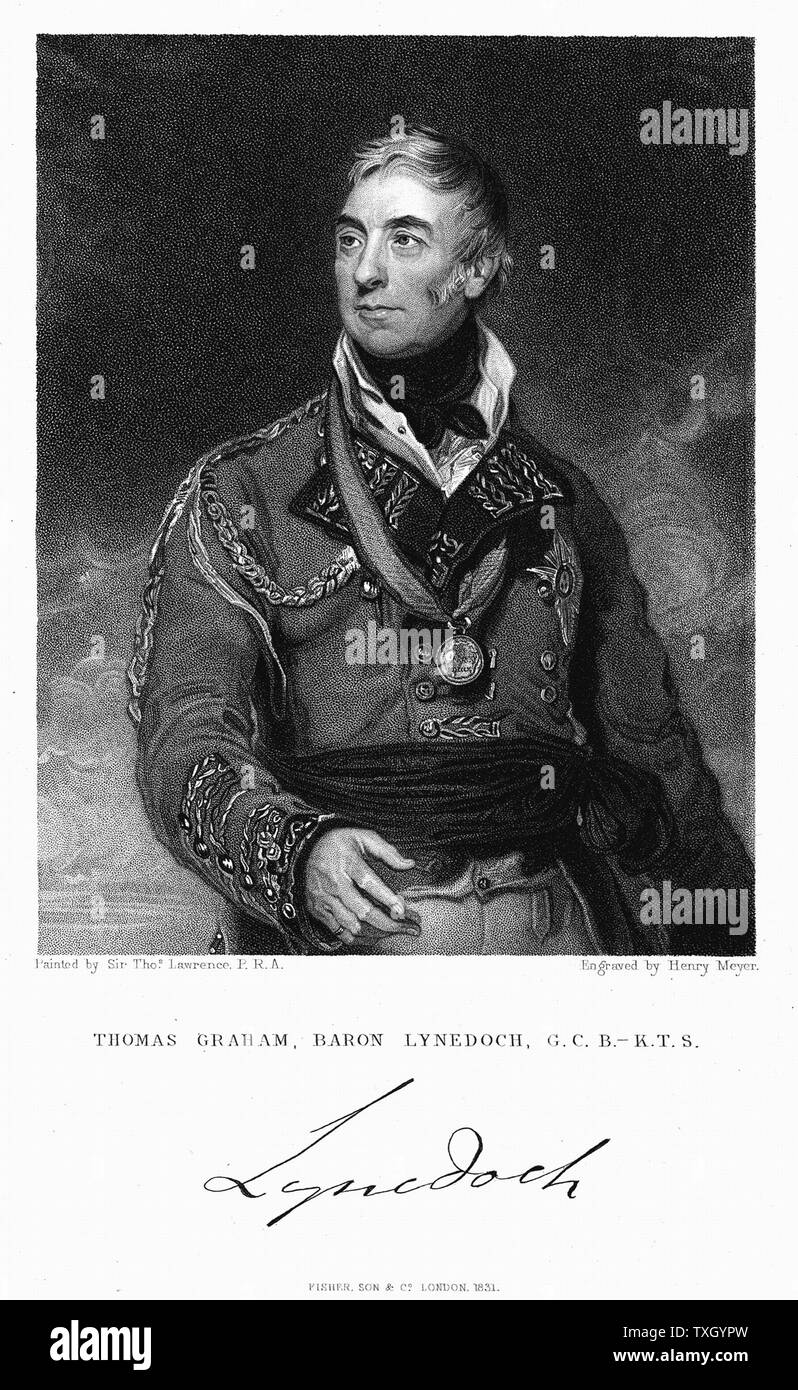 Thomas Graham, Baron Lynedoch (1748-1843) British soldier. Aide-de-camp to John Moore at La Coruna (Corunna).  Engraving after Lawrence Stock Photo