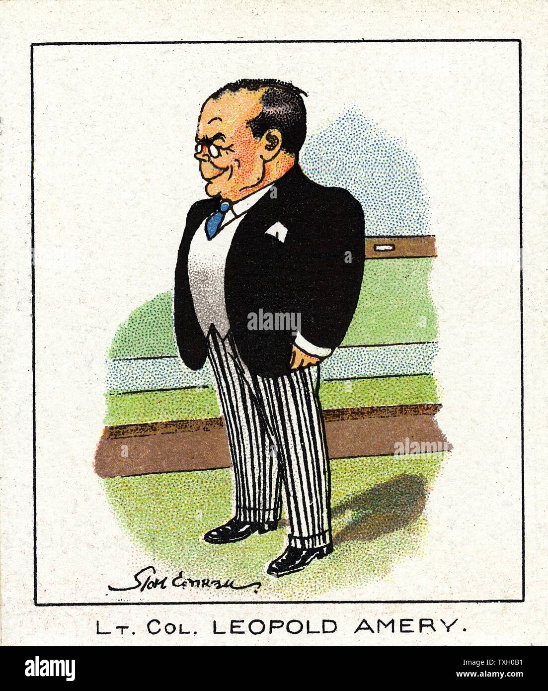 Leopold Charles Maurice Stennett Amery (1873-1955) English Conservative politician. Reputed to have said to Neville Chamberlain in 1940 'In the name of God, go!'. Chromolithograph card 1929. Stock Photo