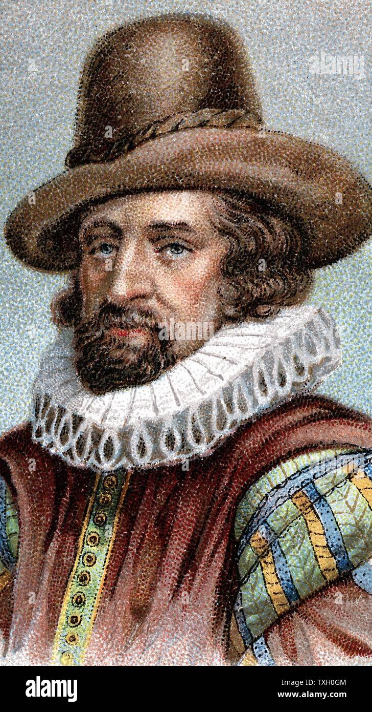 Francis Bacon (1561-1626) Viscount St Albans. English philosopher, scientist and statesman. Lord Chancellor 1618. In science advocated observation and experiment rather than Aristotelian deductive logic. Early 20th century chromolithograph Stock Photo