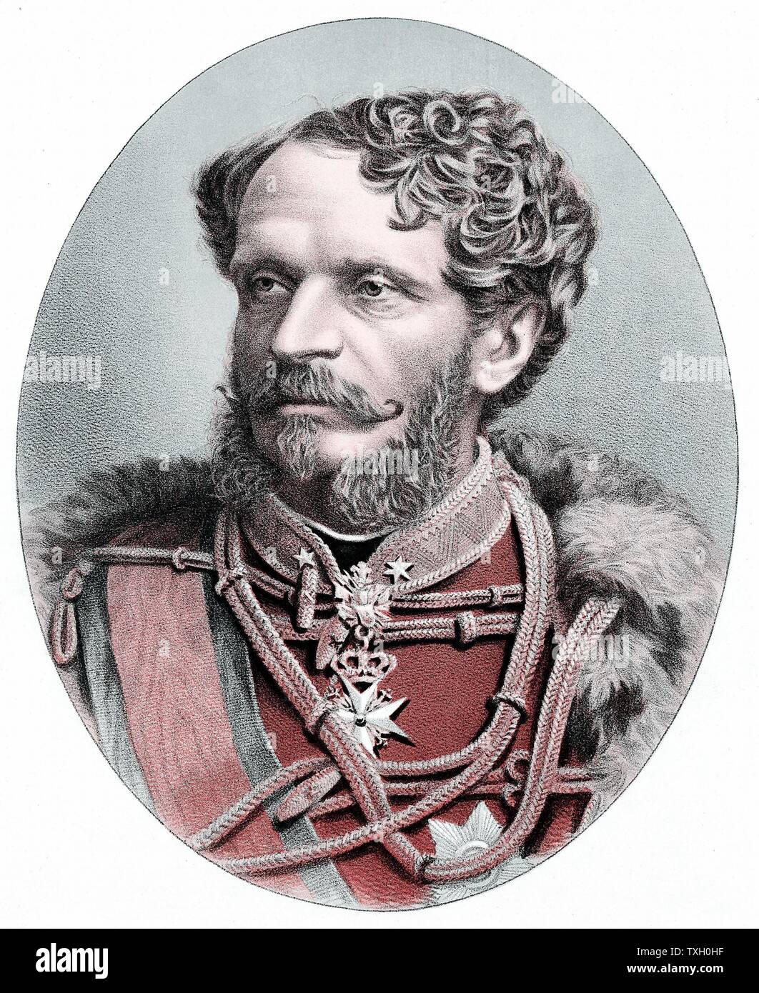 Count Julius Andrassy (1823-1890) Hungarian statesman, supporter of Kossuth and struggle for independence (1848-9). In exile until 1858; Prime Minister of Hungary 1867. Tinted lithograph published  c.1880 Stock Photo