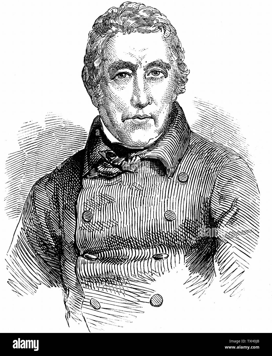 John Barrow (1764-1848) English traveller and naval administrator: 1804-1845 second secretary to the Admiralty: promoted  Arctic expeditions of John Ross, James Clark Ross, and John Franklin. One of founders of (Royal) Geographical Society 1830. Wood engraving 1848 Stock Photo