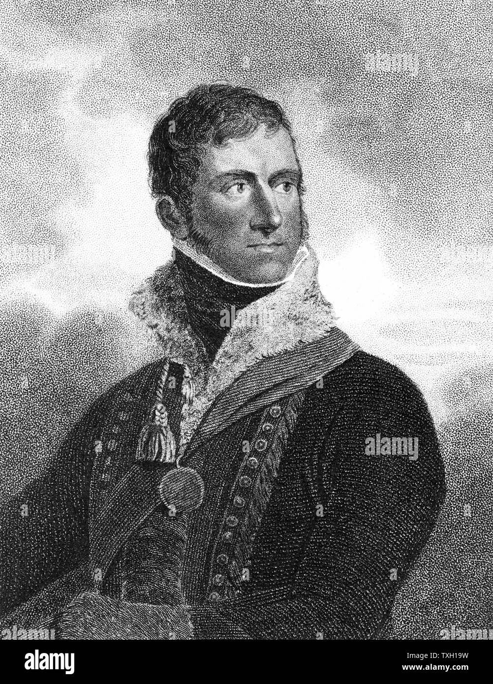 Henry William Paget, Ist Marquis of Anglesey: English soldier; served in Flanders (1794) Holland (1799) Peninsular War (1808) Commander of British cavalry at Waterloo where he lost a leg. Stipple engraving London 1815 Stock Photo