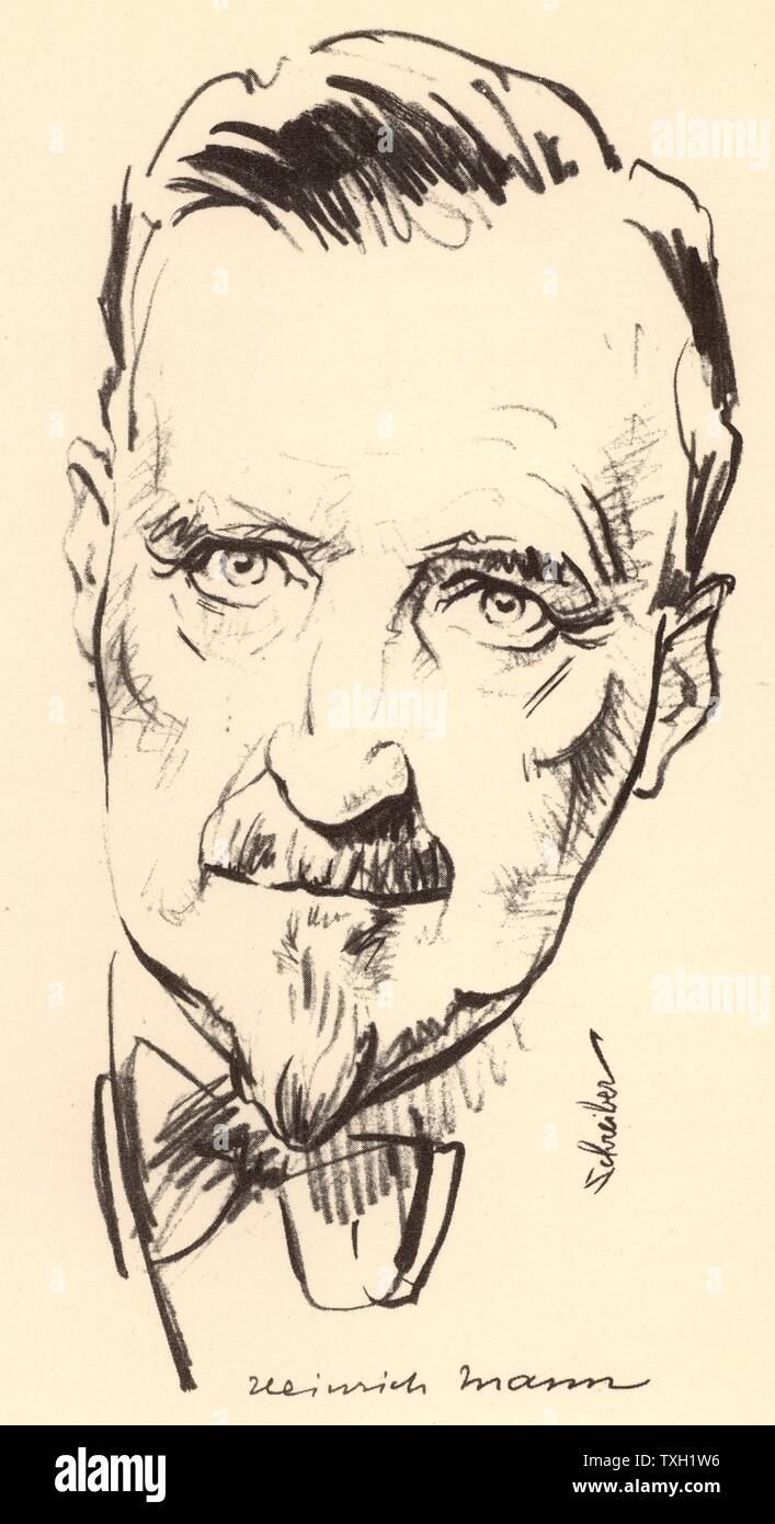 Heinrich Mann (1871-1950) German novelist. Elder brother of the novelist Thomas Mann.  From a sketch dated 1934. Stock Photo