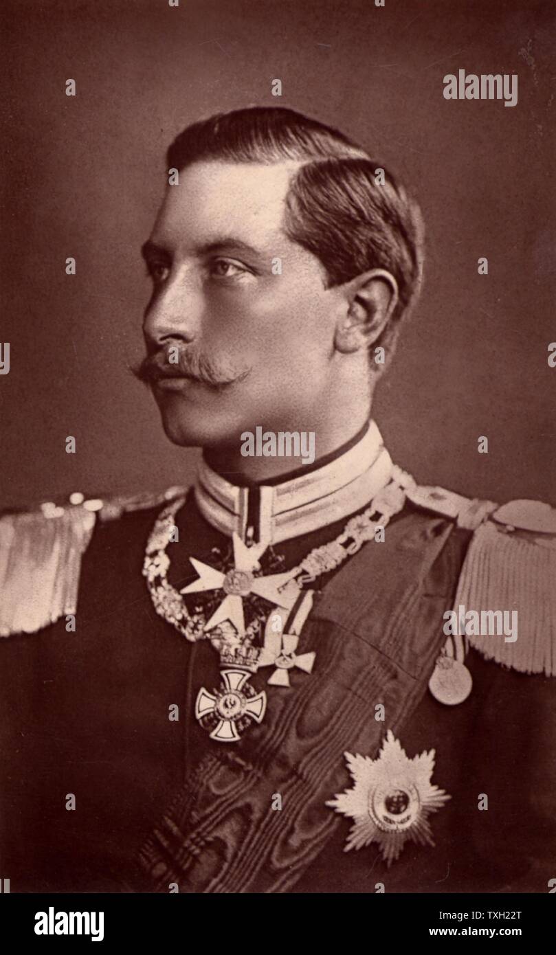 Wilhelm II (1859-1941) Emperor of Germany 1888-1918. Photographic portrait published in London in 1887 before his father began his brief reign as Frederick II.  From 'Two Royal Lives' by Dorothea Roberts (London, 1887).  Woodburytype. Stock Photo