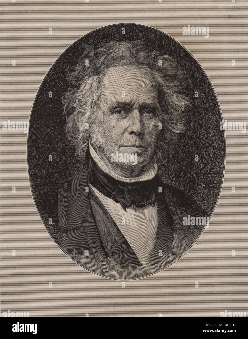 William Cranch Bond (1789-1859), American astronomer born in Falmouth (now Portland), Maine.   First director of Harvard University Observatory (1840).  He independently discovered the Great Comet of 1811 and was a pioneer of astrophotography. Engraving, 1896. Stock Photo