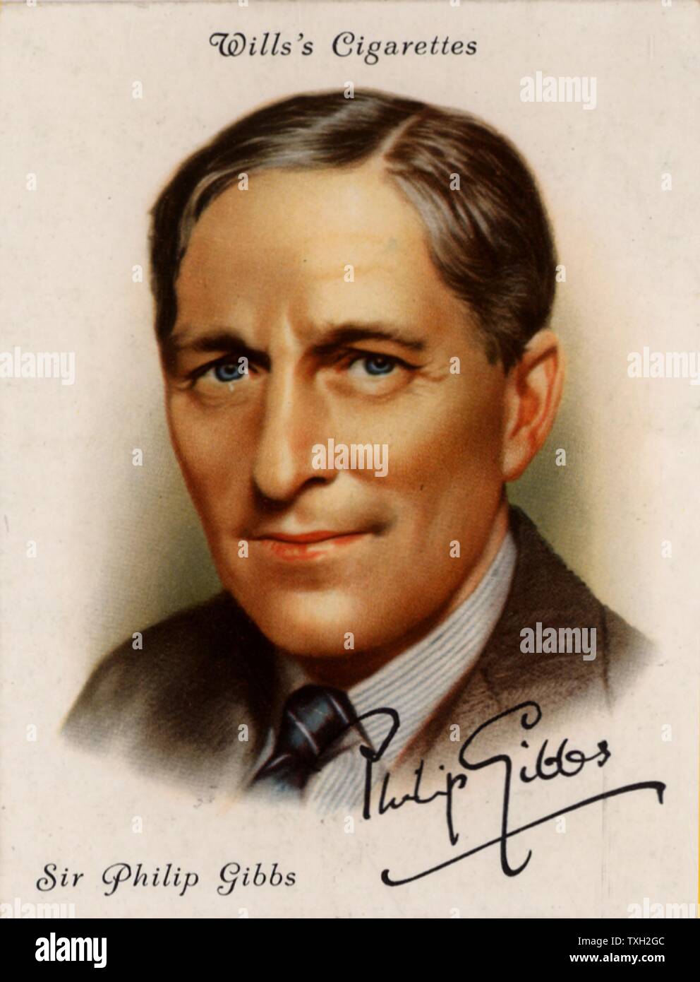 Philip Gibbs (1877-1962) British novelist, journalist and war correspondent, born in London.  From a series of cards of 'Famous British Authors' (London, 1937). Stock Photo