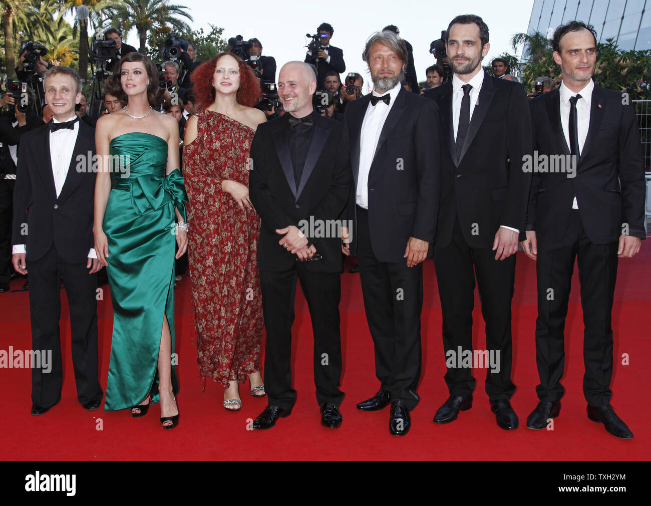 The cast and crew of the film 'Coco Chanel & Igor Stravinsky', including actress Elena Morozova, actor Mads Mikkelsen, actress Anna Mouglalis and director Jan Kounen, arrive on the red carpet before the premiere of their film during the closing ceremony of the 62nd annual Cannes Film Festival in Cannes, France on May 24, 2009.   (UPI Photo/David Silpa) Stock Photo