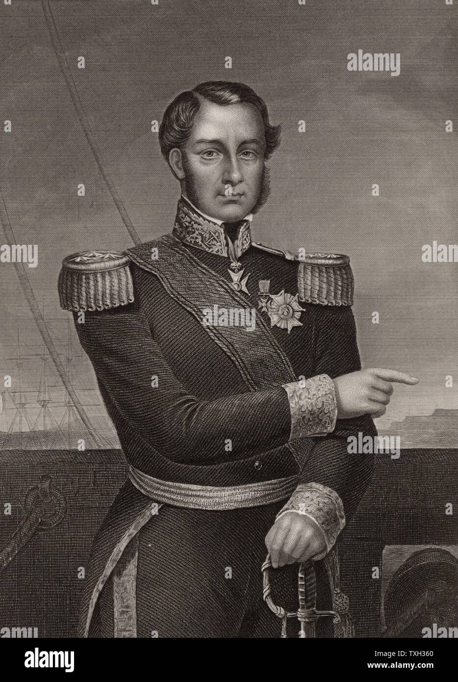 Ferdinand Alphonse Hamelin (1796-1864) French admiral. During the Crimean (Russo-Turkish) War (1853-1856) he commanded the French fleet co-operating with British at the bombarding of Odessa (1854).  Engraving. Stock Photo