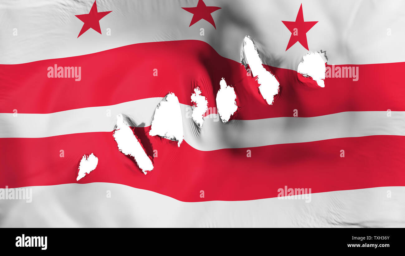 Washington DC city flag perforated, bullet holes Stock Photo - Alamy