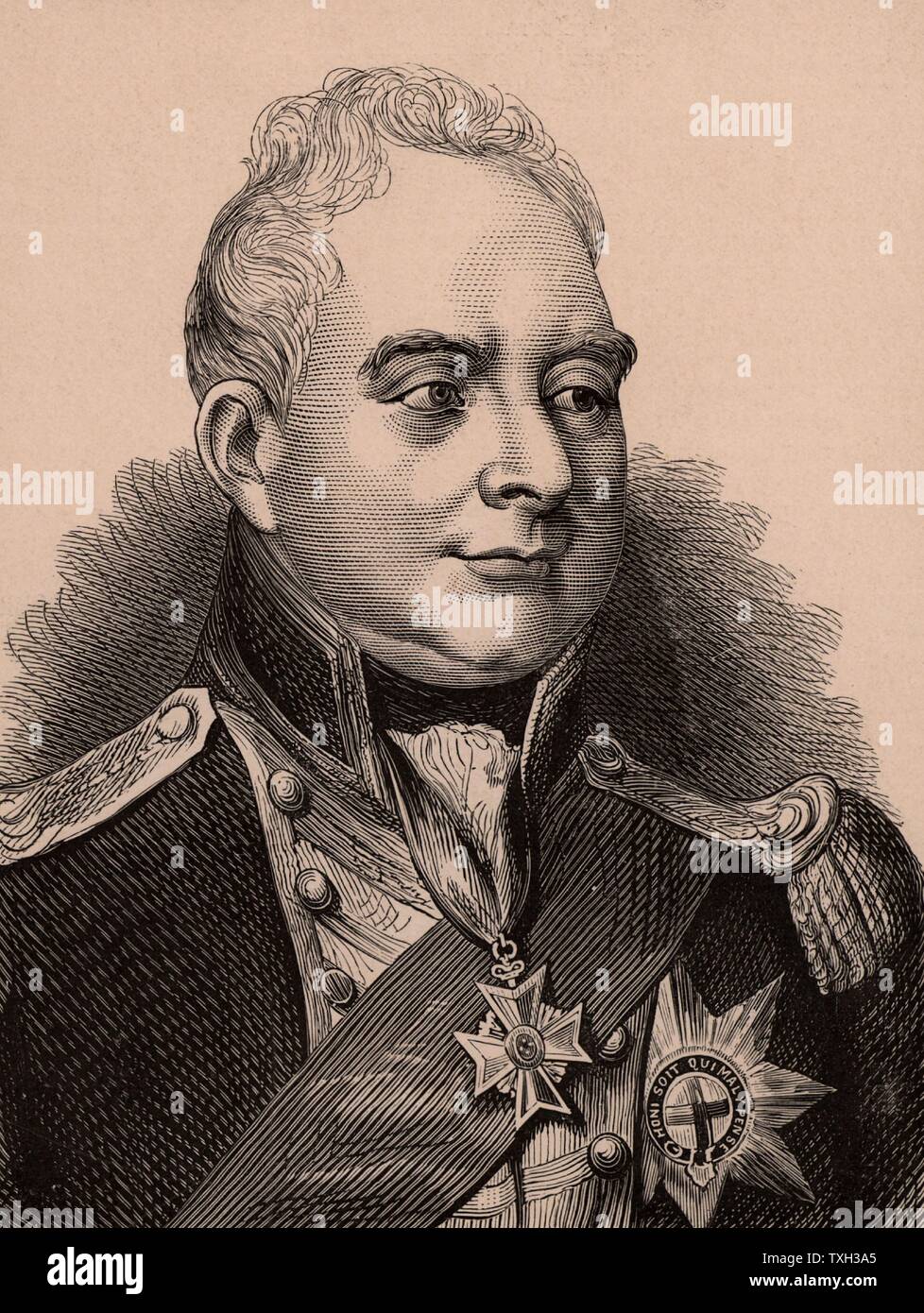 William IV (1765-1837) king of Great Britain from 1830; third son of George III, uncle of Victoria.  Member of the Hanoverian dynasty. Wood engraving c1900. Stock Photo