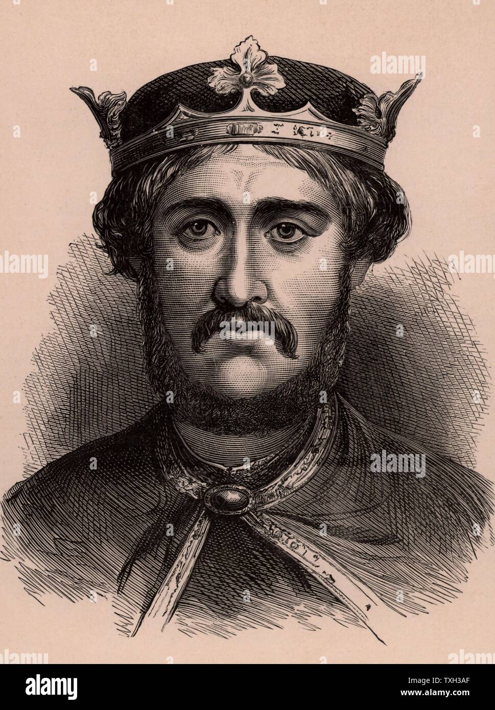Richard I, Coeur de Lion (1157-99) king of England from 1189. He was the son of Henry II and Eleanor of Aquitaine and was member of the Angevin dynasty.   c.1900 Wood engraving Stock Photo