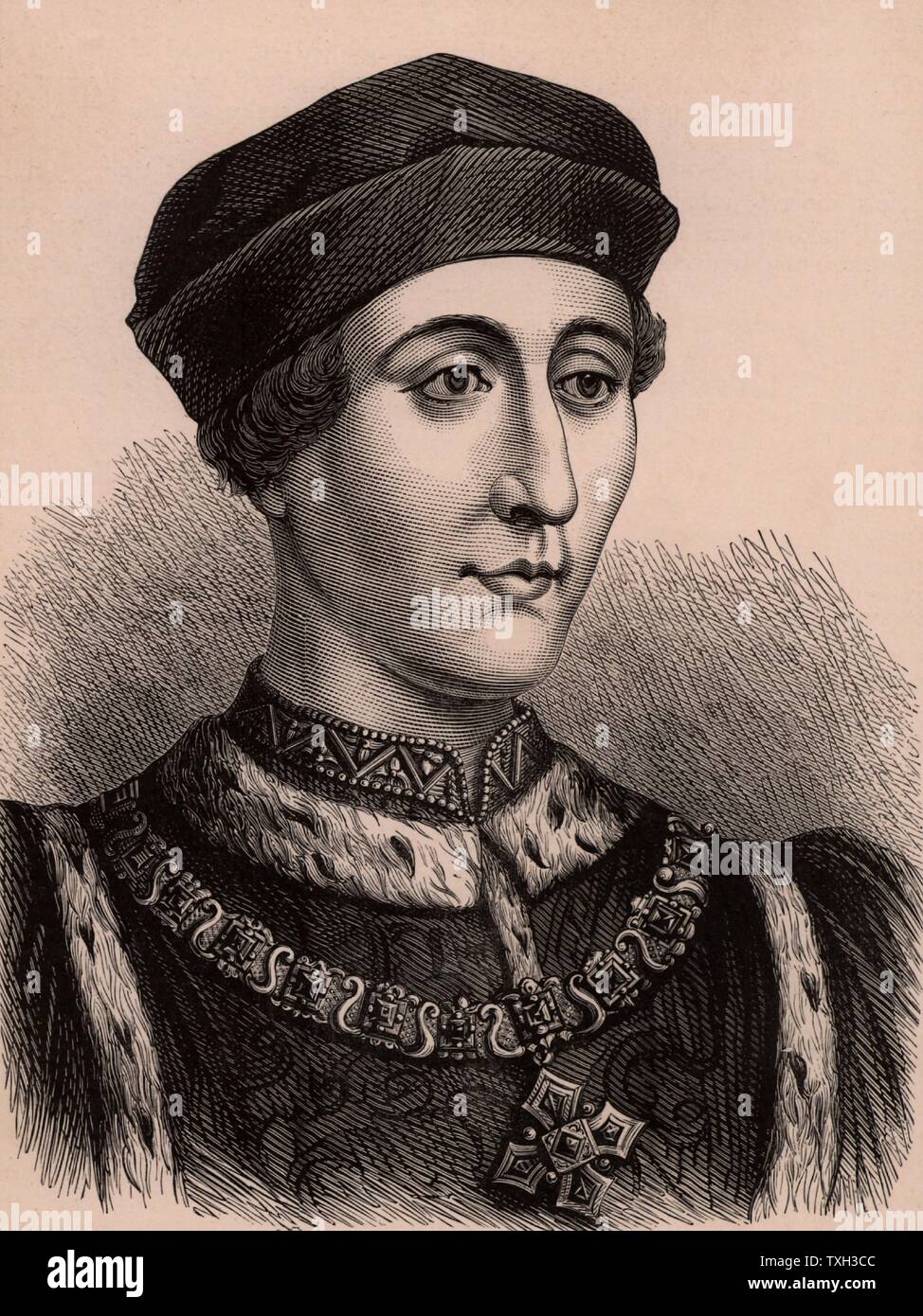 Henry VI (1421-71) king of England from 1422, only child of Henry V and Catherine of Valois. Last Plantagenet king of England his throne was usurped by Edward IV in 1461. Henry was murdered 21 May 1471. c.1900 Wood engraving Stock Photo