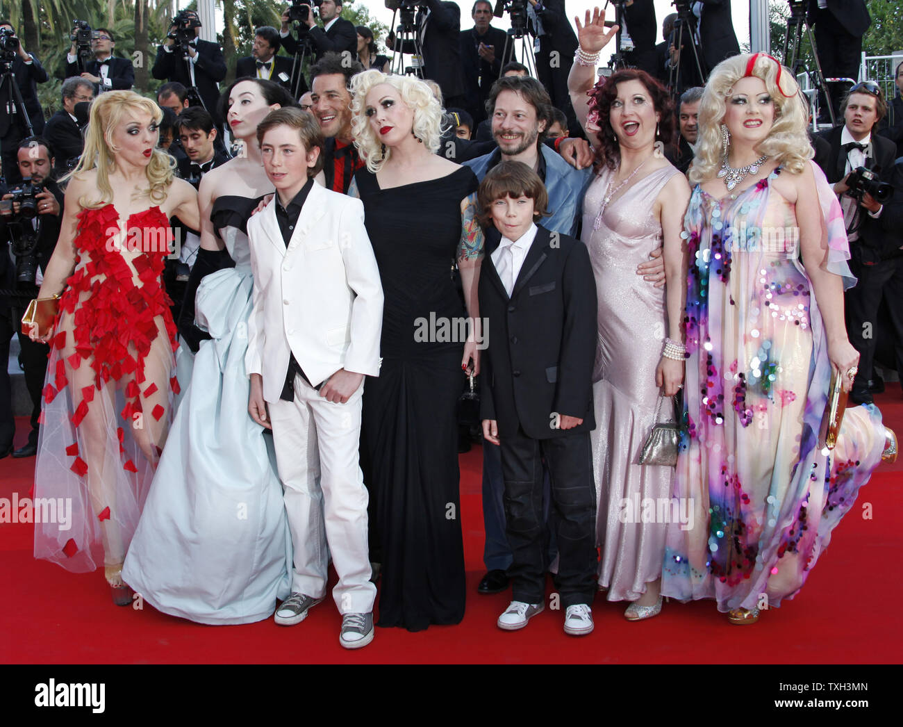 The cast of the film 'Tournee', including Mimi Le Meaux, Dirty Martini, Mathieu Amalric, Julie Atlas Muz, Kitten on the Keys, Roky Roulette and Evie Lovelle, arrives on the red carpet before the screening of their film during the 63rd annual Cannes International Film Festival in Cannes, France on May 13, 2010.  UPI/David Silpa Stock Photo