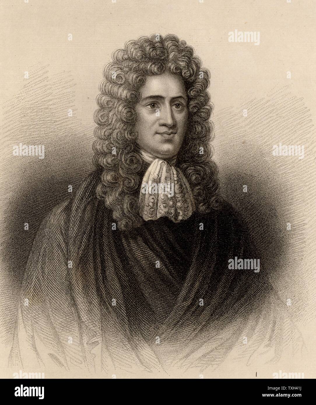 Andrew Fletcher of Saltoun (1653-1716) Scottish writer, politician and patriot.  He opposed the 1707 Act of Union between Scotland and England. Engraving from 'A Biographical Dictionary of Eminent Scotsmen' by Thomas Thomson (1870). Stock Photo