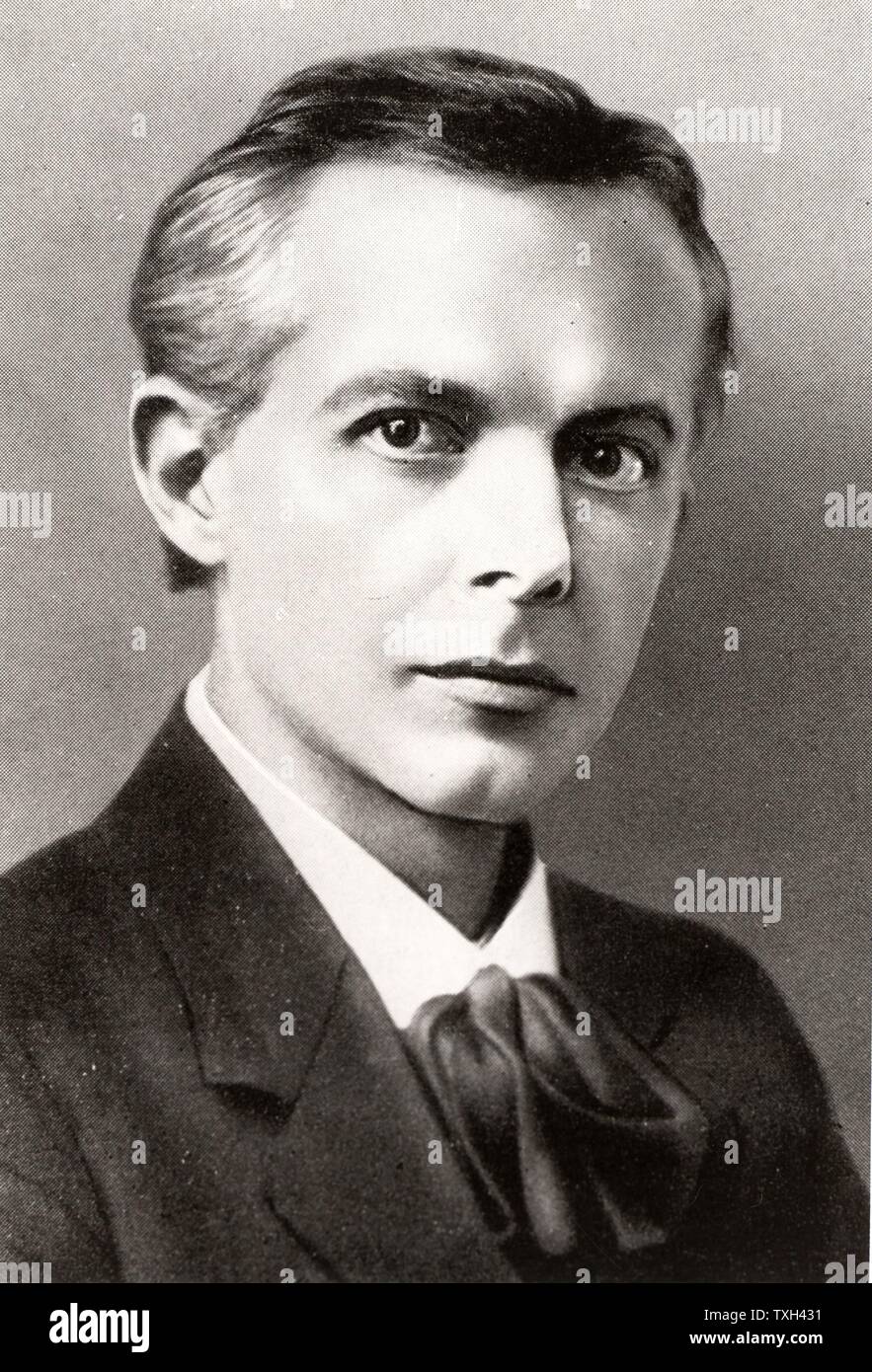 Bela Viktor Janos Bartok (1881-1845) Hungarian composer and pianist, and collector of Eastern European and Middle Eastern folk music.  Halftone after a photograph. Stock Photo