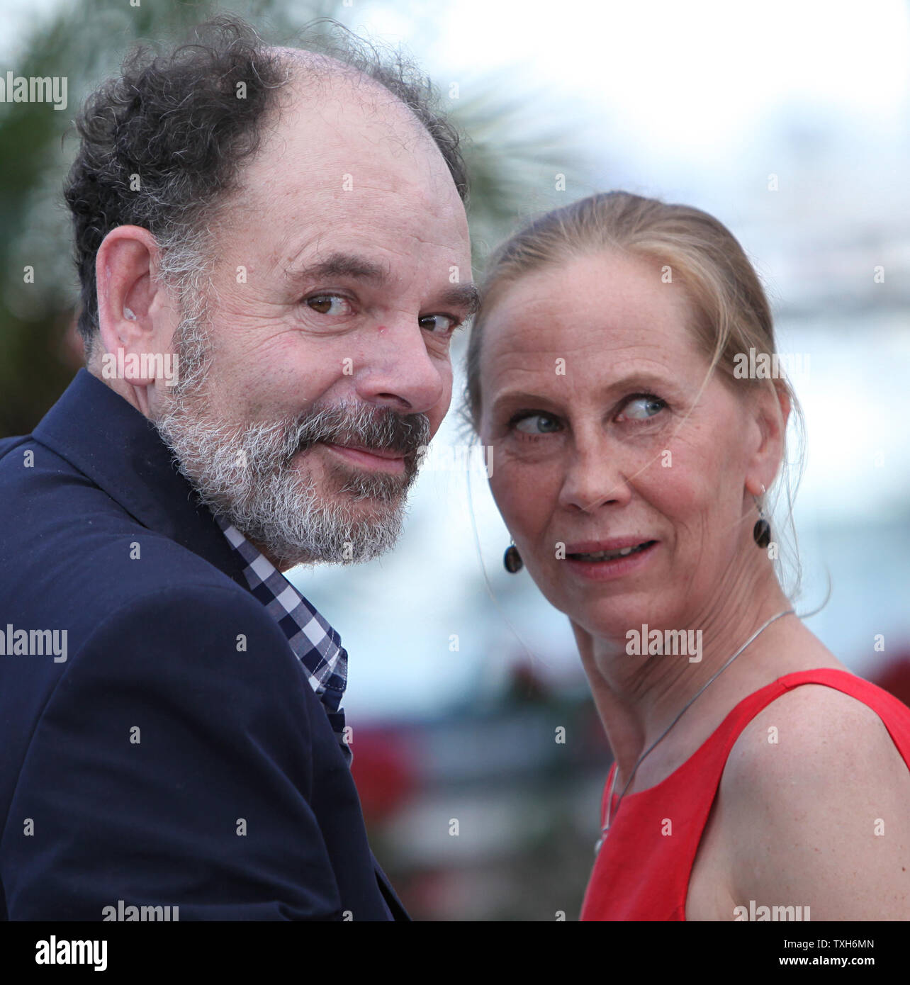 Jean-Pierre Darroussin (L) and Kati Outinen arrive at a photocall for the film 'Le Havre' during the 64th annual Cannes International Film Festival in Cannes, France on May 17, 2011.   UPI/David Silpa Stock Photo