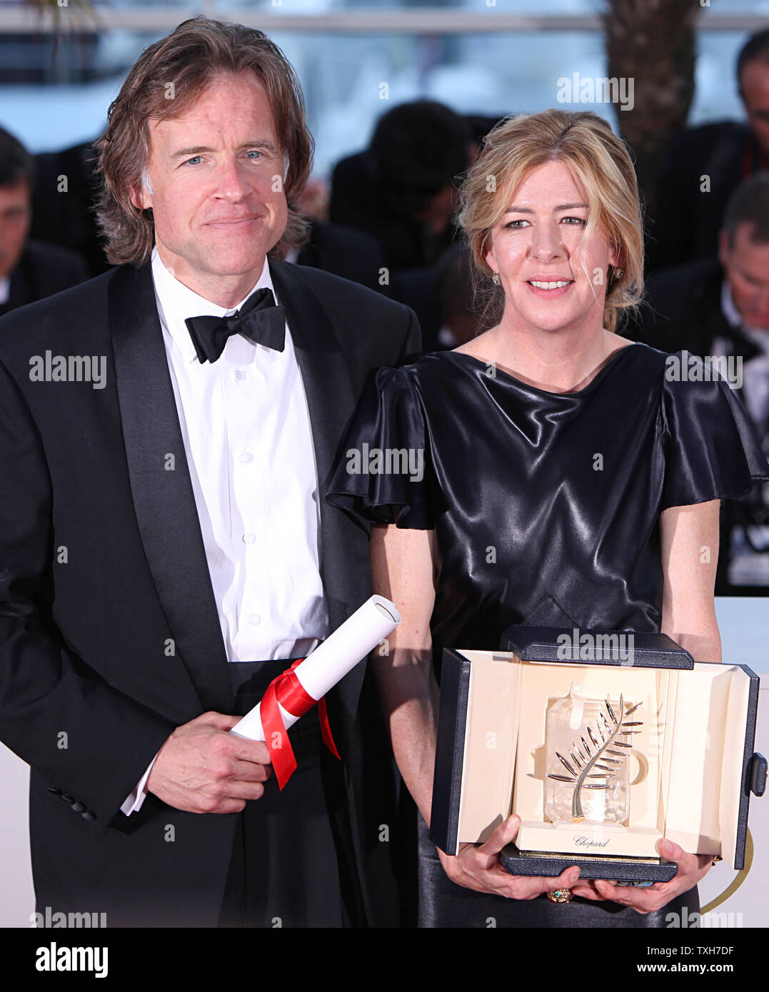 Bill Pohlad (L) and Dede Gardner arrive at the award photocall after receiving the "Palme d'Or" top prize for the film "The Tree of Life" during the 64th annual Cannes International Film Festival in Cannes, France on May 22, 2011.  Terrence Malick, who directed the film, was not present.   UPI/David Silpa Stock Photo