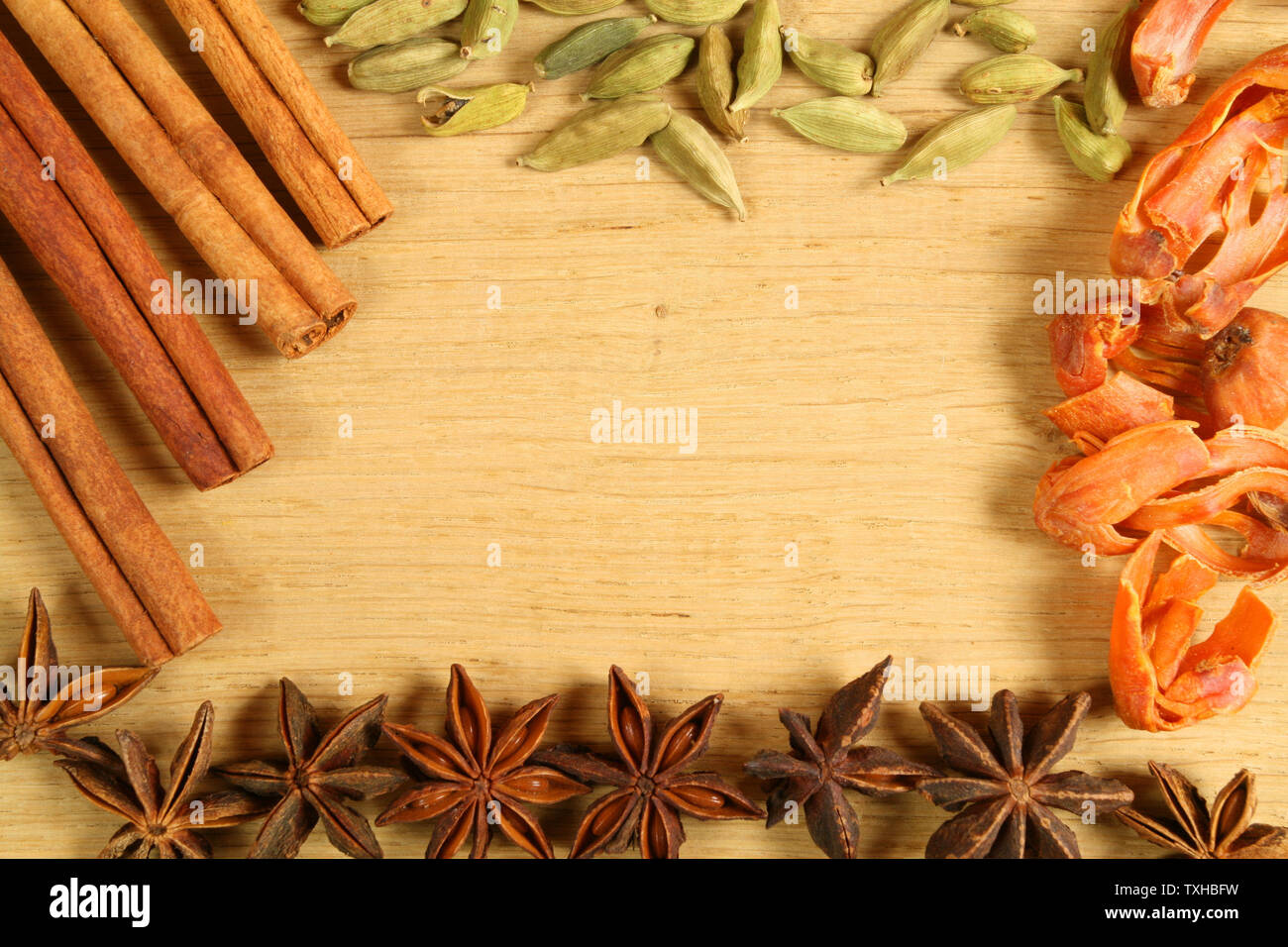 Frame of whole spices - especially for desserts Stock Photo