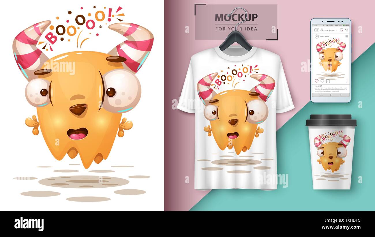 Download Crazy Monster Mockup For Your Idea Stock Vector Image Art Alamy