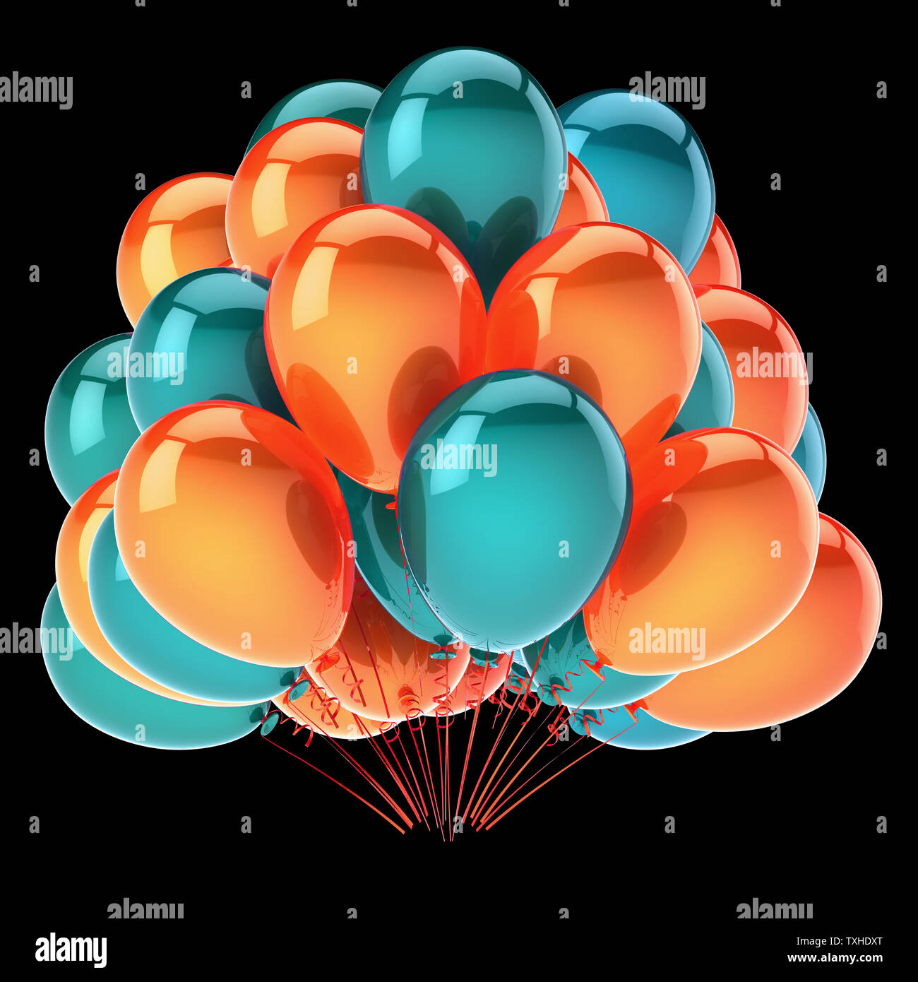 Orange Party Balloons Green Colorful Helium Balloon Bunch