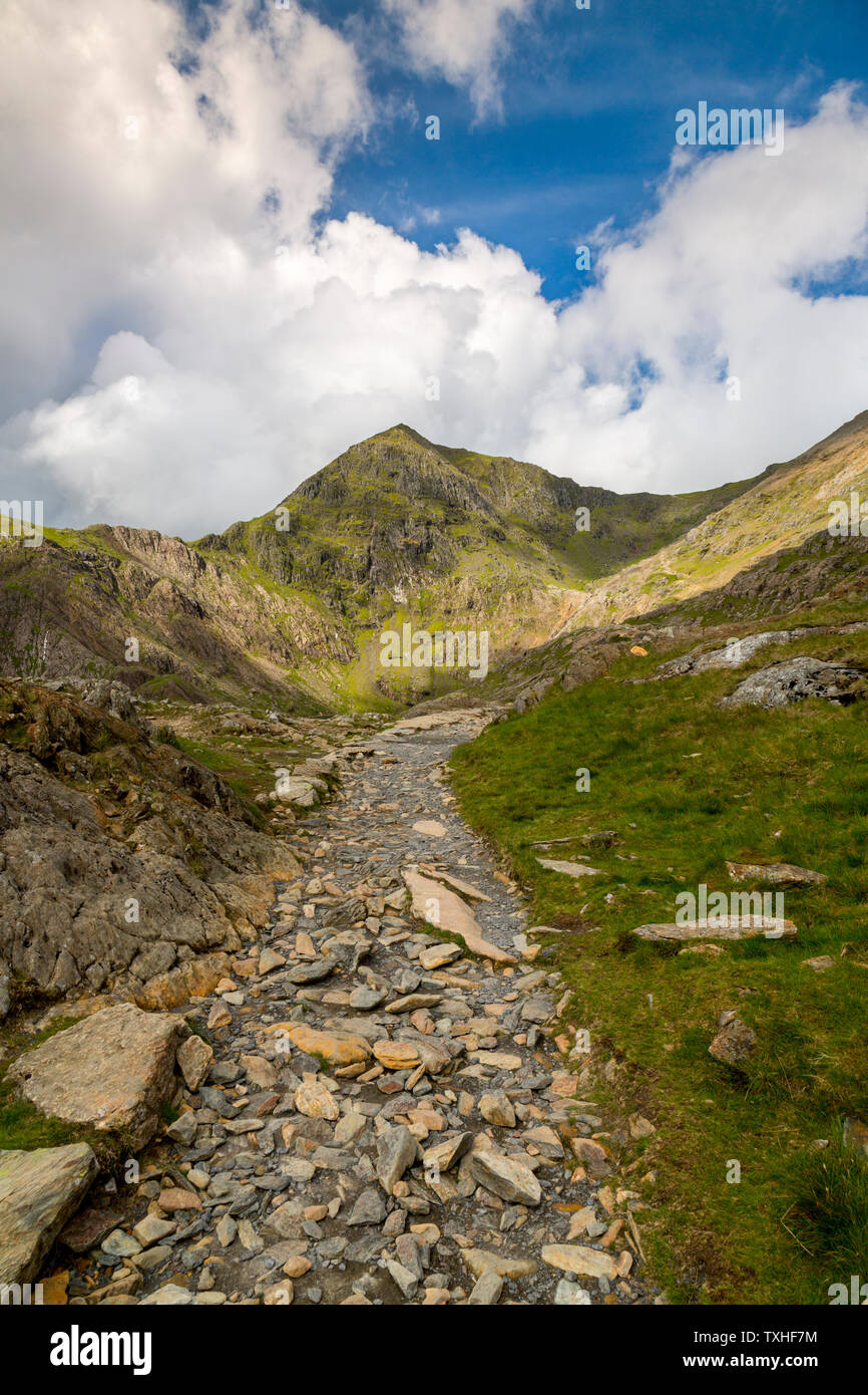 The east face of Snowdon (3,560ft) as seen from the Pyg Track, Snowdonia National Park, Gwynedd, Wales, UK Stock Photo