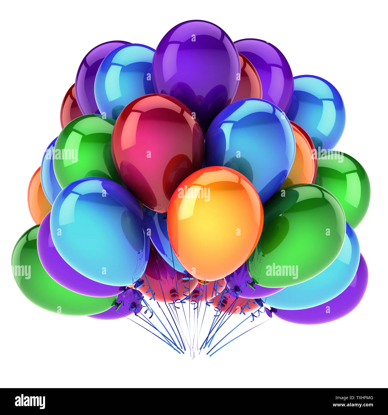 colorful party balloons bunch. birthday decoration multicolored beautiful.  group of helium balloon glossy. entertainment, celebration, holiday symbol  Stock Photo - Alamy