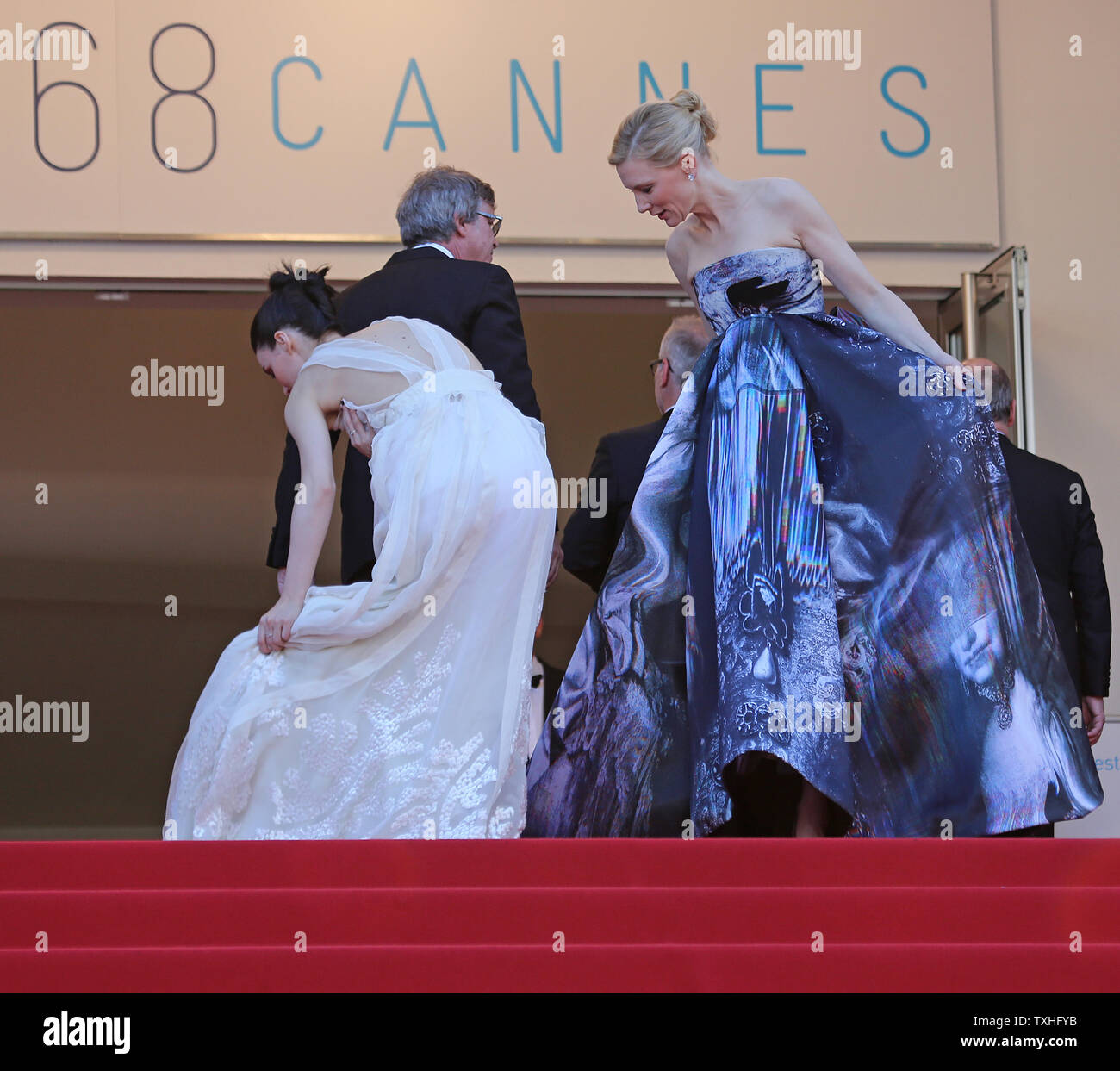 Rooney Mara (L), Todd Haynes (C) and Cate Blanchett arrive on the steps ...